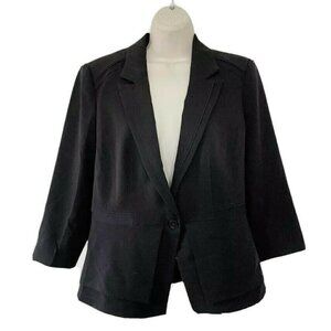 White House Black Market Black Single Button Blazer Notch Collar 8